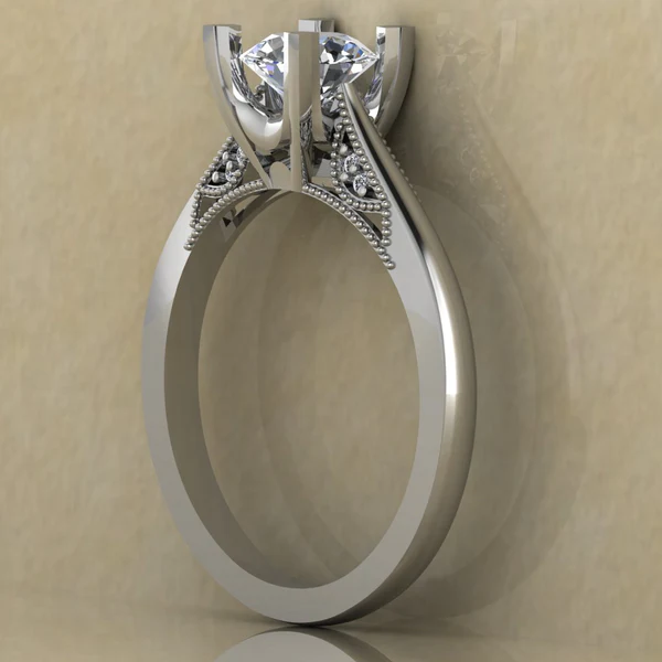 Round Cut Moissanite Solitaire Diamond Vintage Engagement Ring, Moissanite Wedding Ring, Silver Moissanite Diamond Women Ring, Proposal Gold Ring For Her