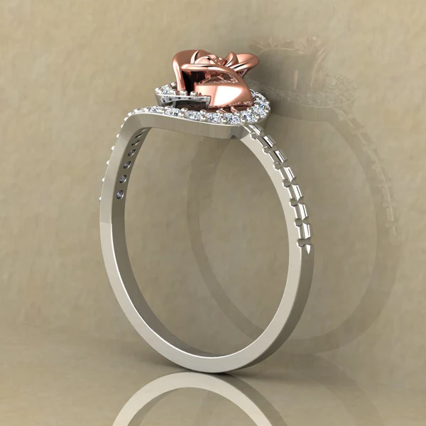 Round Moissanite Diamond Rose Shape Engagement Ring, Moissanite Diamond Engagement Ring, Sterling Silver Wedding Ring For Bridal, Solid Gold Anniversary Ring Gift For Her