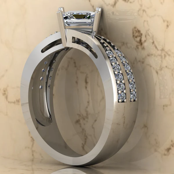 Princess Moissanite Solitaire Diamond Vintage Engagement Ring, Moissanite Wedding Ring, Silver Moissanite Diamond Women Ring, Proposal Gold Ring For Her