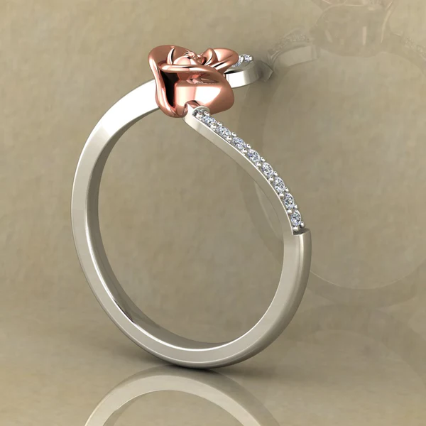 Round Moissanite Diamond Rose Shape Engagement Ring, Moissanite Diamond Engagement Ring, Sterling Silver Wedding Ring For Bridal, Solid Gold Anniversary Ring Gift For Her