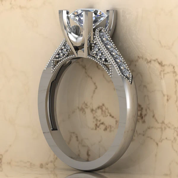 Round Moissanite Solitaire Diamond Vintage Engagement Ring, Moissanite Wedding Ring, Silver Moissanite Diamond Women Ring, Proposal Gold Ring For Her