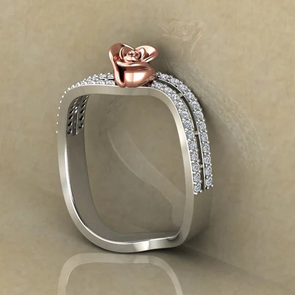 Round Moissanite Diamond Rose Shape Engagement Ring, Moissanite Diamond Engagement Ring, Sterling Silver Wedding Ring For Bridal, Solid Gold Anniversary Ring Gift For Her