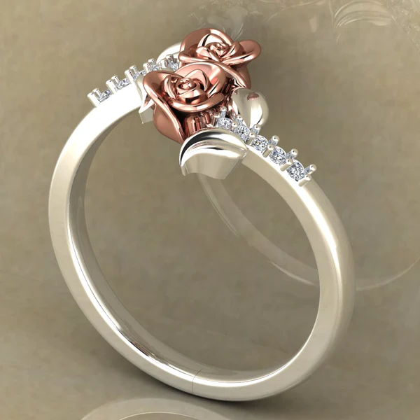 Round Moissanite Diamond Rose Shape Engagement Ring, Moissanite Diamond Engagement Ring, Sterling Silver Wedding Ring For Bridal, Solid Gold Anniversary Ring Gift For Her