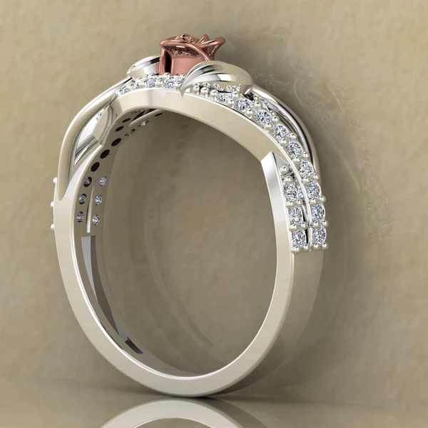 Round Moissanite Diamond Rose Shape Engagement Ring, Moissanite Diamond Engagement Ring, Sterling Silver Wedding Ring For Bridal, Solid Gold Anniversary Ring Gift For Her