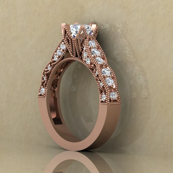 Round Cut Moissanite Solitaire Diamond Vintage Engagement Ring, Moissanite Wedding Ring, Silver Moissanite Diamond Women Ring, Proposal Gold Ring For Her