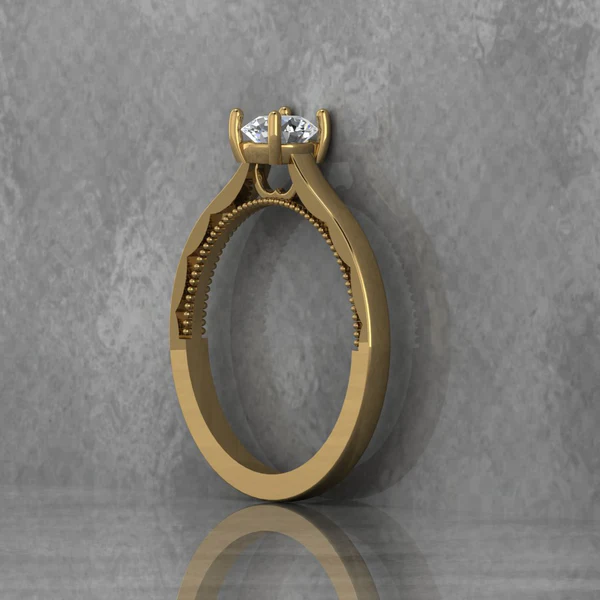 Round Moissanite Solitaire Diamond Vintage Engagement Ring, Moissanite Wedding Ring, Silver Moissanite Diamond Women Ring, Proposal Gold Ring For Her