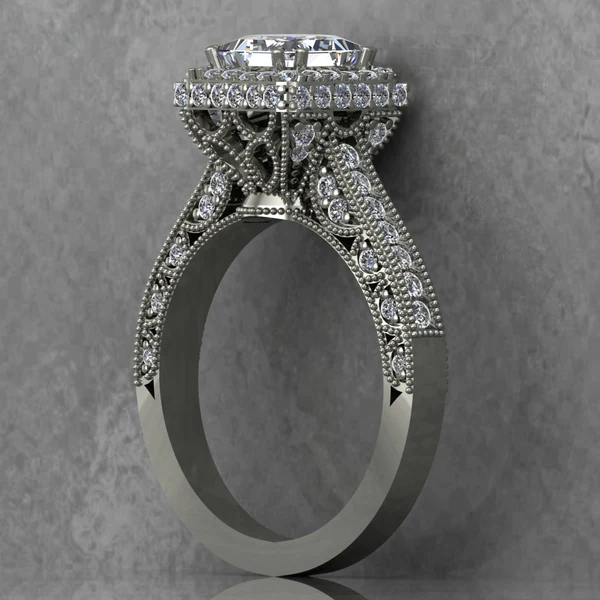 Princess Cut Moissanite Hidden Halo Diamond Vintage Engagement Ring, Moissanite Wedding Ring, Silver Moissanite Diamond Women Ring, Proposal Gold Ring For Her