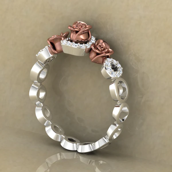 Round Moissanite Diamond Rose Shape Engagement Ring, Moissanite Diamond Engagement Ring, Sterling Silver Wedding Ring For Bridal, Solid Gold Anniversary Ring Gift For Her