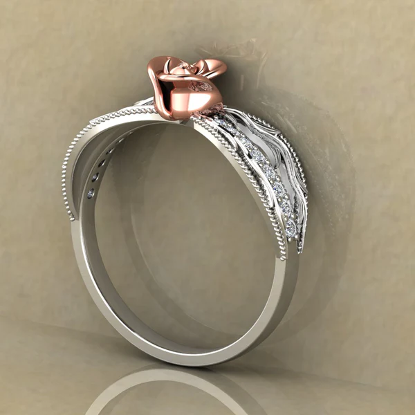 Round Moissanite Diamond Rose Shape Engagement Ring, Moissanite Diamond Engagement Ring, Sterling Silver Wedding Ring For Bridal, Solid Gold Anniversary Ring Gift For Her