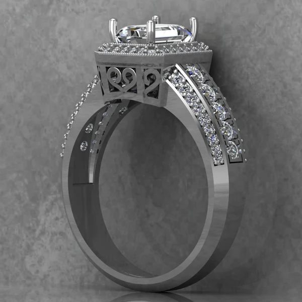 02_ac299069-eca5-46b0-9b2f-d75bf420c53c_600x600 Emerald Cut Moissanite Halo Diamond Vintage Engagement Ring, Moissanite Wedding Ring, Silver Moissanite Diamond Women Ring, Proposal Gold Ring For Her