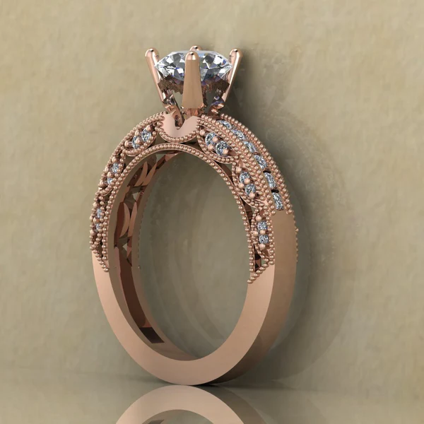 Round Cut Moissanite Solitaire Diamond Vintage Engagement Ring, Moissanite Wedding Ring, Silver Moissanite Diamond Women Ring, Proposal Gold Ring For Her