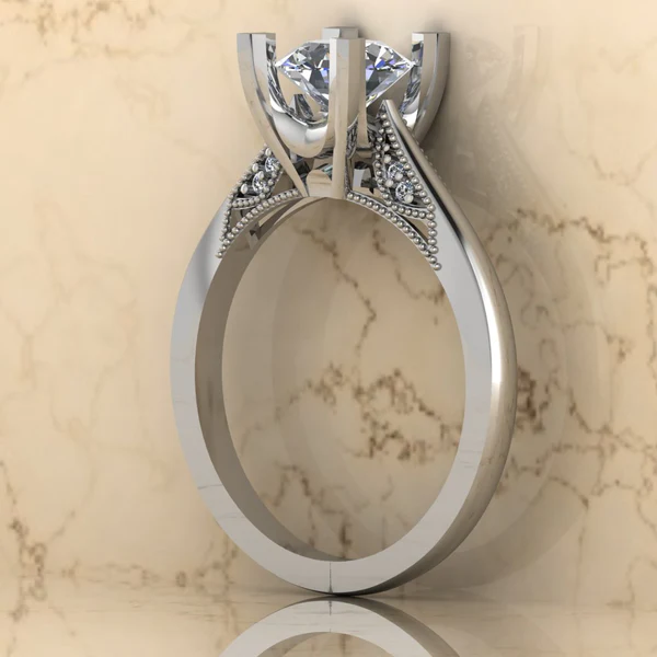 Round Moissanite Solitaire Diamond Vintage Engagement Ring, Moissanite Wedding Ring, Silver Moissanite Diamond Women Ring, Proposal Gold Ring For Her