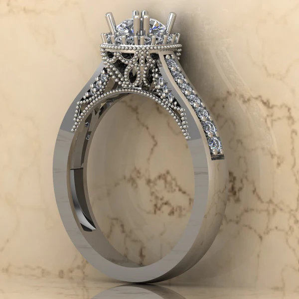 Round Moissanite Halo Diamond Vintage Engagement Ring, Moissanite Wedding Ring, Silver Moissanite Diamond Women Ring, Proposal Gold Ring For Her