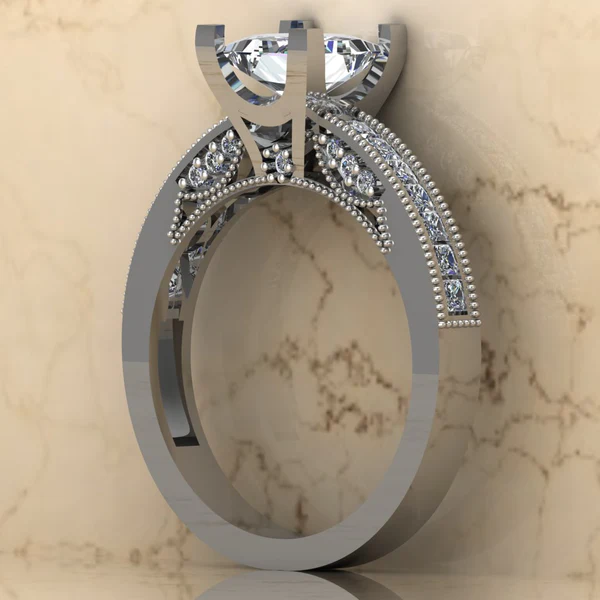 Princess Moissanite Solitaire Diamond Vintage Engagement Ring, Moissanite Wedding Ring, Silver Moissanite Diamond Women Ring, Proposal Gold Ring For Her