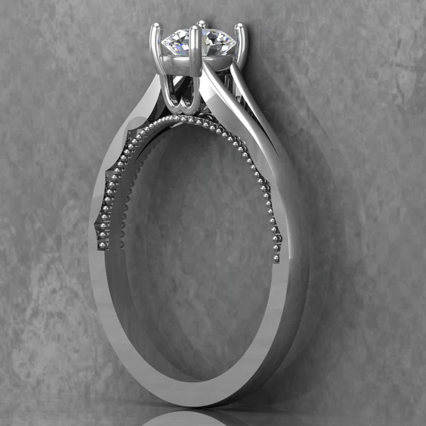 Round Cut Moissanite Solitaire Diamond Vintage Engagement Ring, Moissanite Wedding Ring, Silver Moissanite Diamond Women Ring, Proposal Gold Ring For Her