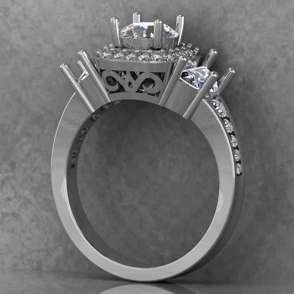 Round & Pear Moissanite Halo Diamond Vintage Engagement Ring, Moissanite Wedding Ring, Silver Moissanite Diamond Women Ring, Proposal Gold Ring For Her