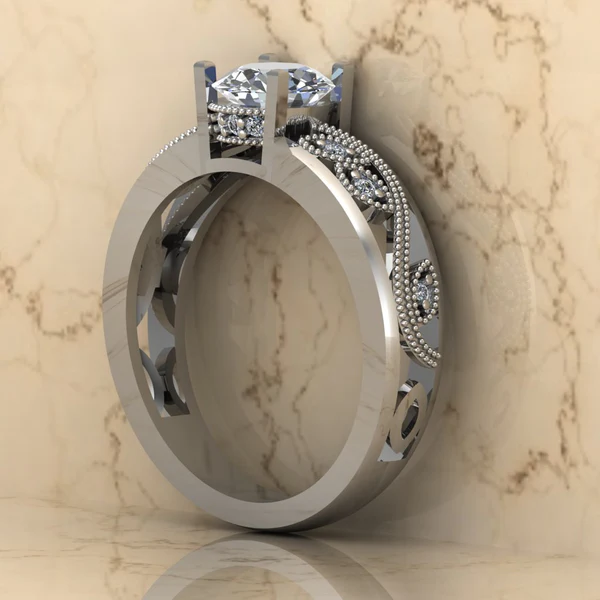 Round Moissanite Solitaire Diamond Vintage Engagement Ring, Moissanite Wedding Ring, Silver Moissanite Diamond Women Ring, Proposal Gold Ring For Her