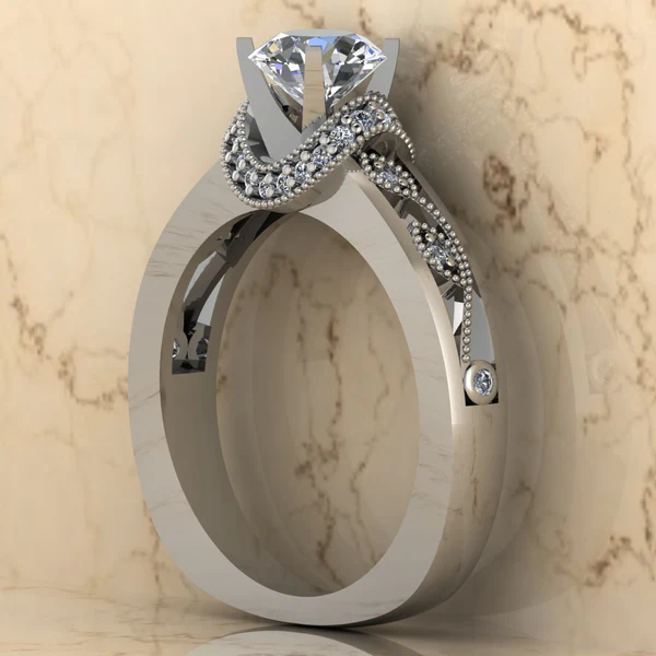 Round Moissanite Solitaire Diamond Vintage Engagement Ring, Moissanite Wedding Ring, Silver Moissanite Diamond Women Ring, Proposal Gold Ring For Her