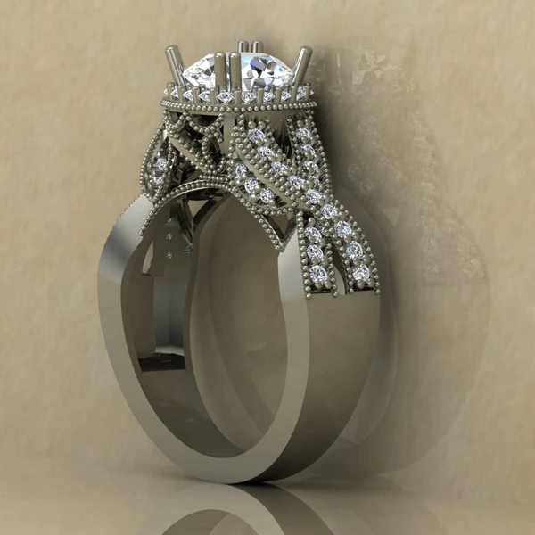 Round Cut Moissanite Halo Diamond Vintage Engagement Ring, Moissanite Wedding Ring, Silver Moissanite Diamond Women Ring, Proposal Gold Ring For Her