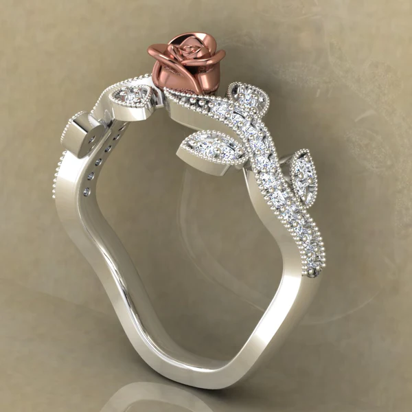 Round Moissanite Diamond Rose Shape Engagement Ring, Moissanite Diamond Engagement Ring, Sterling Silver Wedding Ring For Bridal, Solid Gold Anniversary Ring Gift For Her