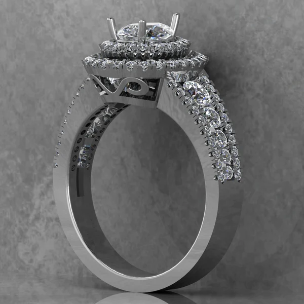 Pear Moissanite Double Halo Diamond Vintage Engagement Ring, Moissanite Wedding Ring, Silver Moissanite Diamond Women Ring, Proposal Gold Ring For Her