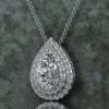 Pear & Round Diamond Sterling Silver Solitaire Women Pendant, Moissanite Diamond Pendant, Moissanite Women Pendant, Anniversary Gift Pendant, Engagement Gift Women Pendant