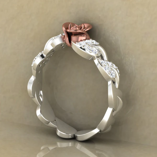 Round Moissanite Diamond Rose Shape Engagement Ring, Moissanite Diamond Engagement Ring, Sterling Silver Wedding Ring For Bridal, Solid Gold Anniversary Ring Gift For Her