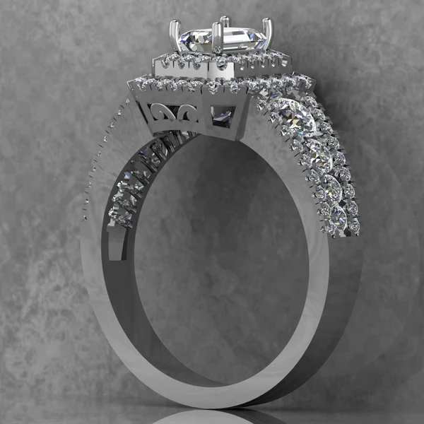 02_ece1891e-f7ca-41af-bdc7-7f3b55eba460_600x600 Emerald Cut Moissanite Double Halo Diamond Vintage Engagement Ring, Moissanite Wedding Ring, Silver Moissanite Diamond Women Ring, Proposal Gold Ring For Her