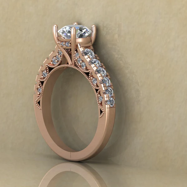 Round Cut Moissanite Solitaire Diamond Vintage Engagement Ring, Moissanite Wedding Ring, Silver Moissanite Diamond Women Ring, Proposal Gold Ring For Her