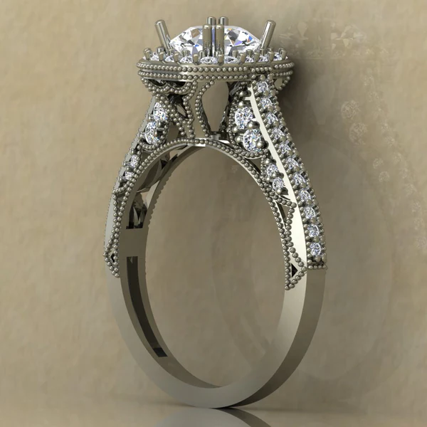 Round Cut Moissanite Halo Diamond Vintage Engagement Ring, Moissanite Wedding Ring, Silver Moissanite Diamond Women Ring, Proposal Gold Ring For Her