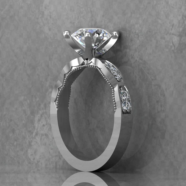 Round Cut Moissanite Solitaire Diamond Vintage Engagement Ring, Moissanite Wedding Ring, Silver Moissanite Diamond Women Ring, Proposal Gold Ring For Her