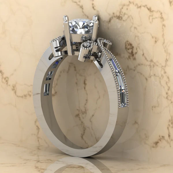 Round Moissanite Solitaire Diamond Vintage Engagement Ring, Moissanite Wedding Ring, Silver Moissanite Diamond Women Ring, Proposal Gold Ring For Her