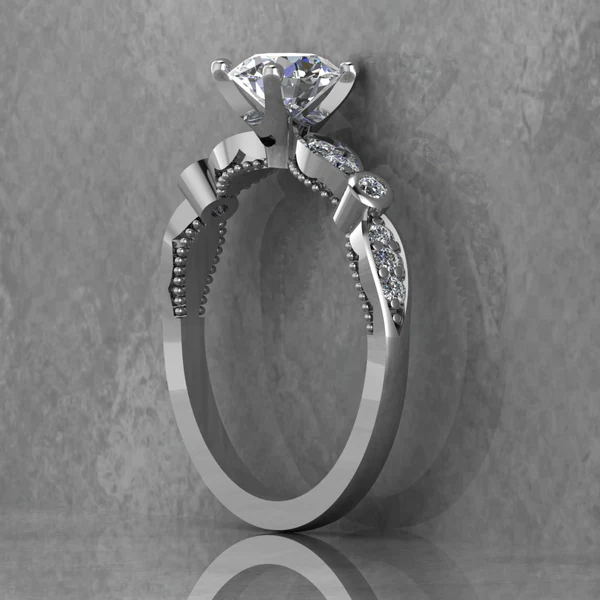 Round Cut Moissanite Solitaire Diamond Vintage Engagement Ring, Moissanite Wedding Ring, Silver Moissanite Diamond Women Ring, Proposal Gold Ring For Her