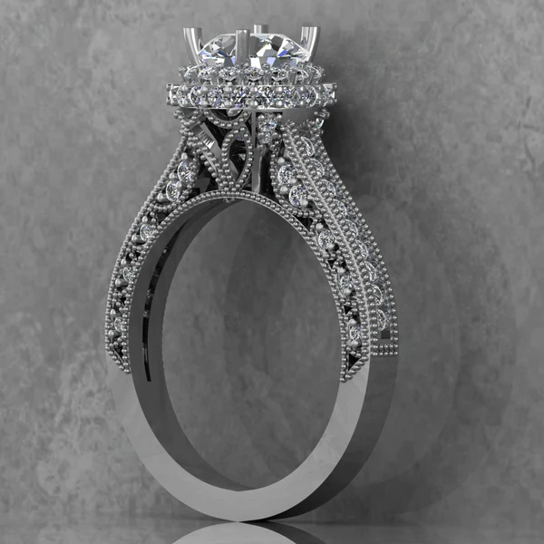 Round Cut Moissanite Hidden Halo Diamond Vintage Engagement Ring, Moissanite Wedding Ring, Silver Moissanite Diamond Women Ring, Proposal Gold Ring For Her