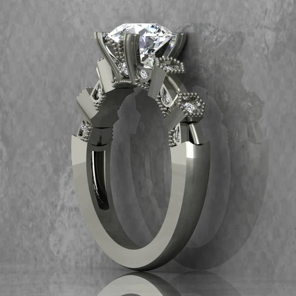 Round Cut Moissanite Solitaire Diamond Vintage Engagement Ring, Moissanite Wedding Ring, Silver Moissanite Diamond Women Ring, Proposal Gold Ring For Her