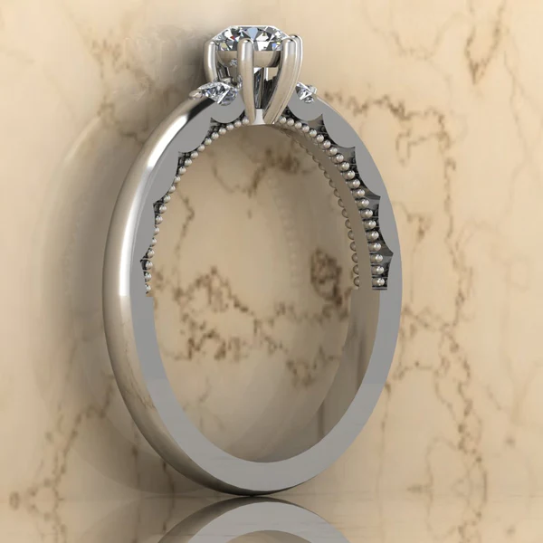 Round Moissanite Solitaire Diamond Vintage Engagement Ring, Moissanite Wedding Ring, Silver Moissanite Diamond Women Ring, Proposal Gold Ring For Her