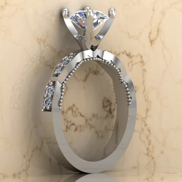 Round Moissanite Solitaire Diamond Vintage Engagement Ring, Moissanite Wedding Ring, Silver Moissanite Diamond Women Ring, Proposal Gold Ring For Her