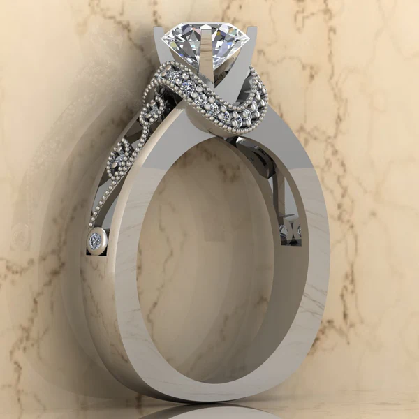 Round Moissanite Solitaire Diamond Vintage Engagement Ring, Moissanite Wedding Ring, Silver Moissanite Diamond Women Ring, Proposal Gold Ring For Her