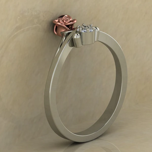 Round Moissanite Diamond Rose Shape Engagement Ring, Moissanite Diamond Engagement Ring, Sterling Silver Wedding Ring For Bridal, Solid Gold Anniversary Ring Gift For Her