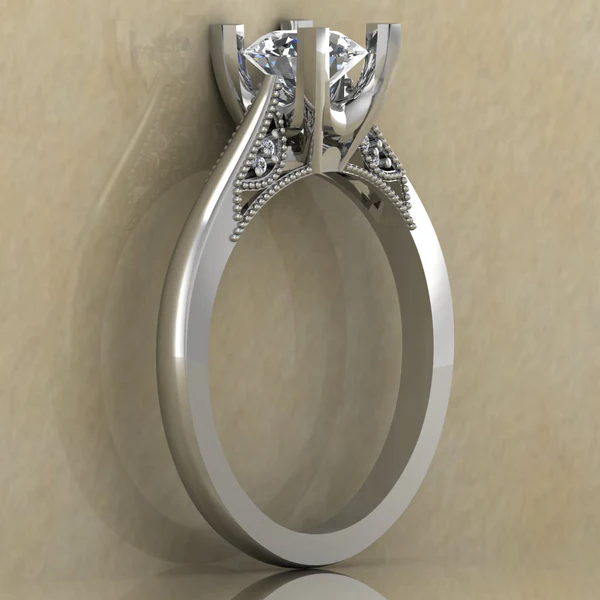 Round Cut Moissanite Solitaire Diamond Vintage Engagement Ring, Moissanite Wedding Ring, Silver Moissanite Diamond Women Ring, Proposal Gold Ring For Her