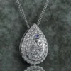 Pear & Round Diamond Sterling Silver Solitaire Women Pendant, Moissanite Diamond Pendant, Moissanite Women Pendant, Anniversary Gift Pendant, Engagement Gift Women Pendant