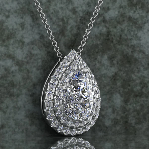 Pear & Round Diamond Sterling Silver Solitaire Women Pendant, Moissanite Diamond Pendant, Moissanite Women Pendant, Anniversary Gift Pendant, Engagement Gift Women Pendant