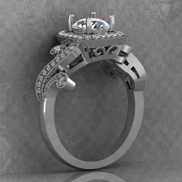 Round Moissanite Halo Diamond Vintage Engagement Ring, Moissanite Wedding Ring, Silver Moissanite Diamond Women Ring, Proposal Gold Ring For Her