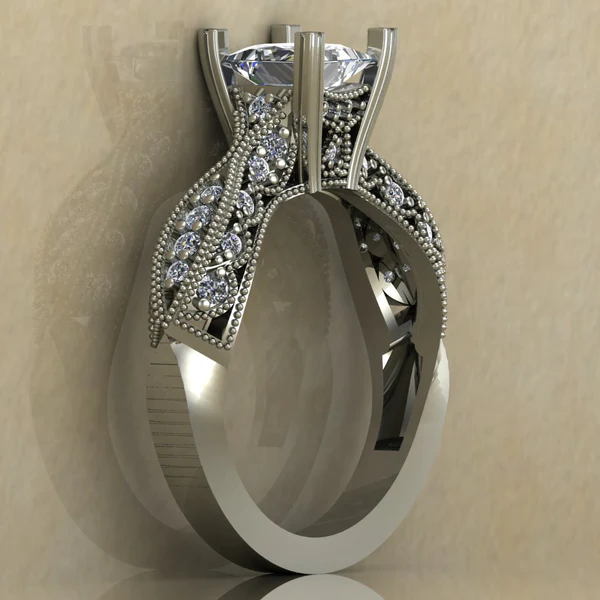 Princess Cut Moissanite Solitaire Diamond Vintage Engagement Ring, Moissanite Wedding Ring, Silver Moissanite Diamond Women Ring, Proposal Gold Ring For Her