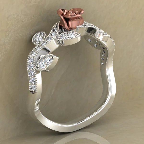 Round Moissanite Diamond Rose Shape Engagement Ring, Moissanite Diamond Engagement Ring, Sterling Silver Wedding Ring For Bridal, Solid Gold Anniversary Ring Gift For Her