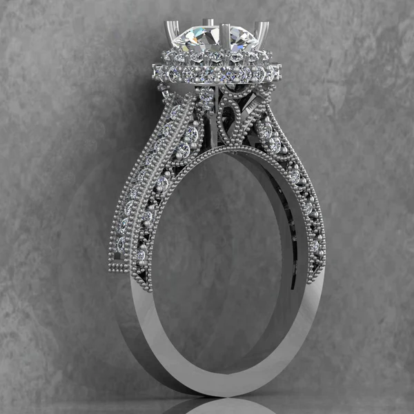 Round Cut Moissanite Hidden Halo Diamond Vintage Engagement Ring, Moissanite Wedding Ring, Silver Moissanite Diamond Women Ring, Proposal Gold Ring For Her