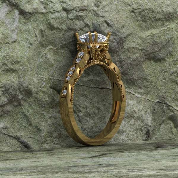 Round Cut Moissanite Solitaire Diamond Vintage Engagement Ring, Moissanite Wedding Ring, Silver Moissanite Diamond Women Ring, Proposal Gold Ring For Her