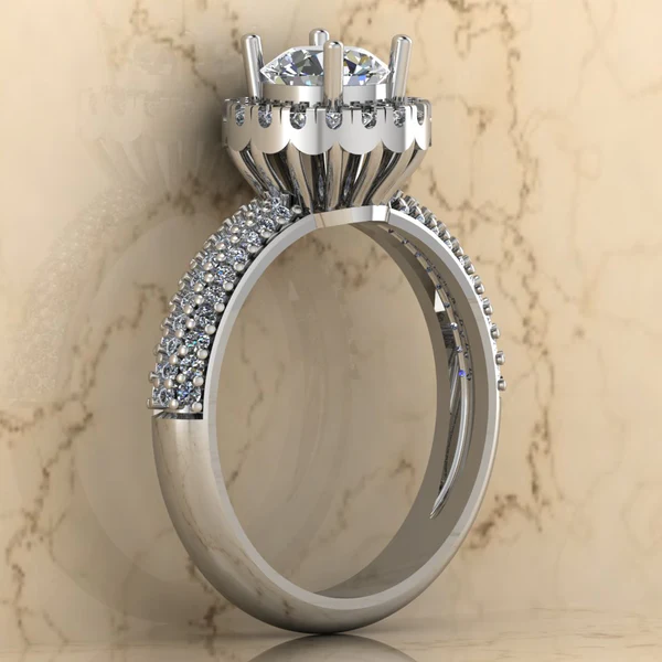 Round Moissanite Halo Diamond Vintage Engagement Ring, Moissanite Wedding Ring, Silver Moissanite Diamond Women Ring, Proposal Gold Ring For Her