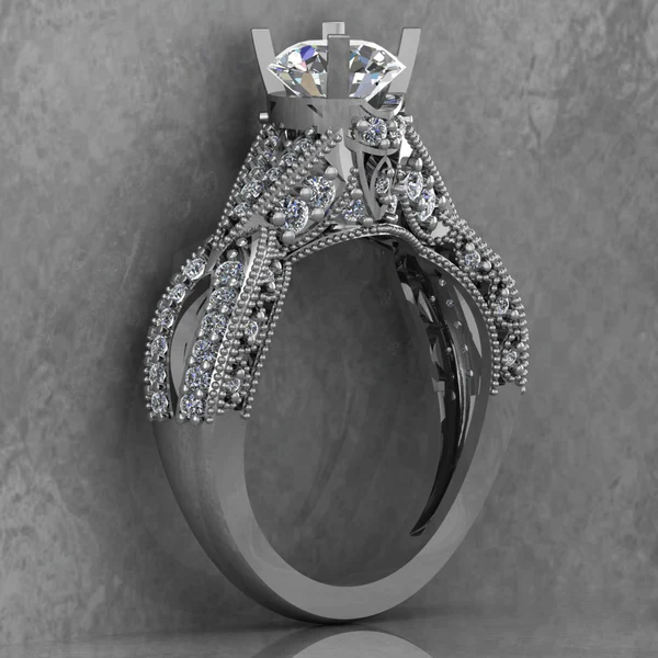 Round Cut Moissanite Solitaire Diamond Vintage Engagement Ring, Moissanite Wedding Ring, Silver Moissanite Diamond Women Ring, Proposal Gold Ring For Her