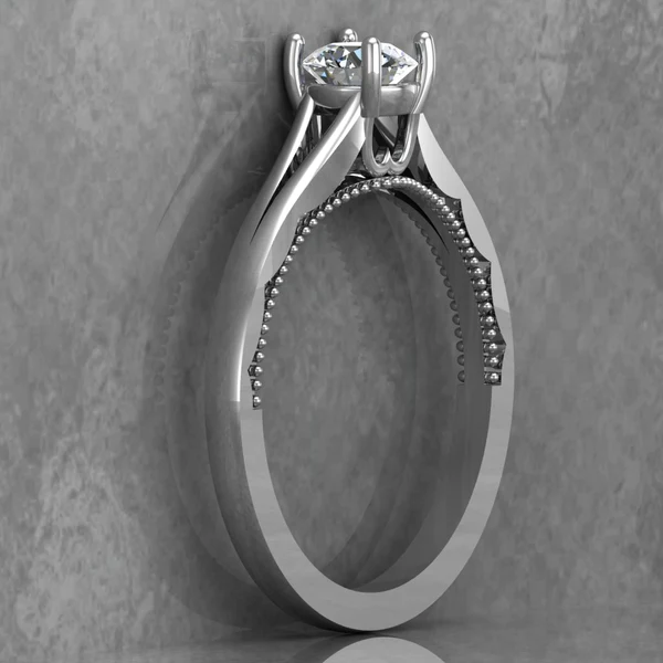 Round Cut Moissanite Solitaire Diamond Vintage Engagement Ring, Moissanite Wedding Ring, Silver Moissanite Diamond Women Ring, Proposal Gold Ring For Her